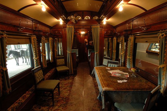 interior of a 19th century private rail car